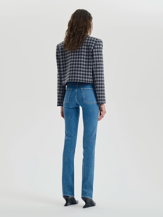 AFLALO Miller Jean – Worn Cobalt Stretch Denim - Model Back