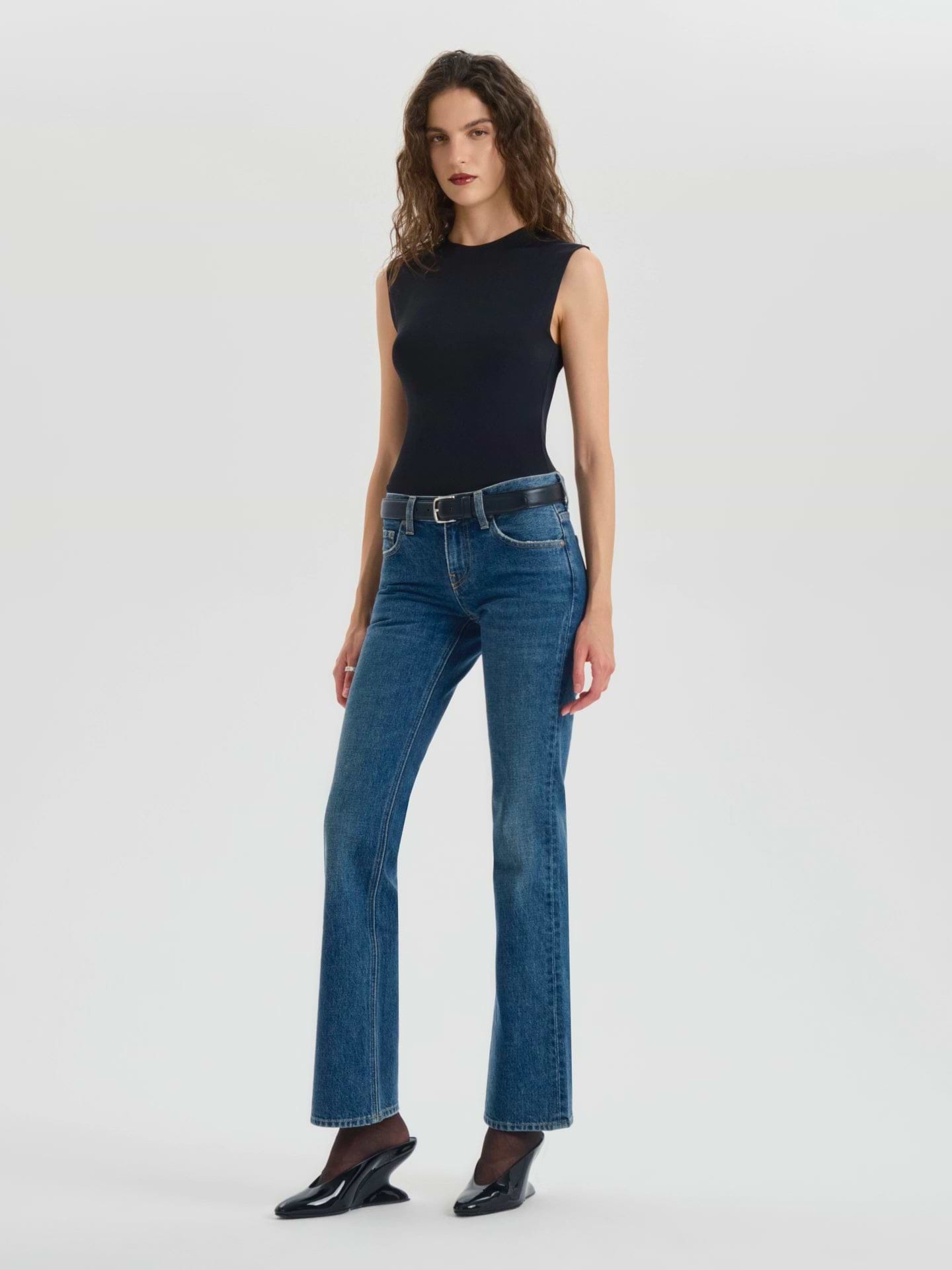 AFLALO Leary Jean – Subdued Indigo Rigid Denim - Model Front