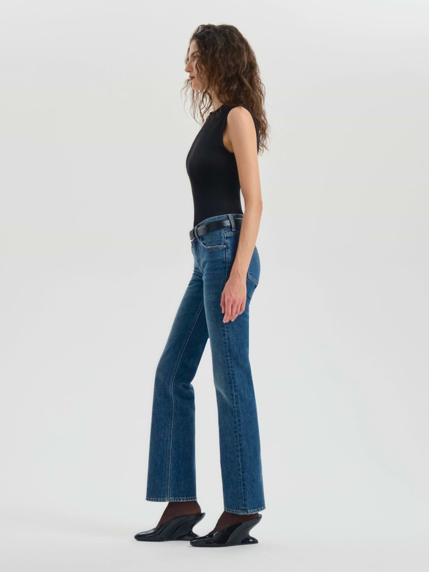 AFLALO Leary Jean – Subdued Indigo Rigid Denim - Model Side