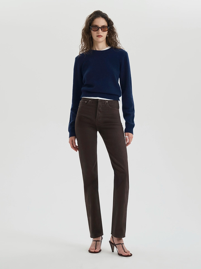 AFLALO Orwell Jean – Deep Truffle Rigid Denim - Model Front
