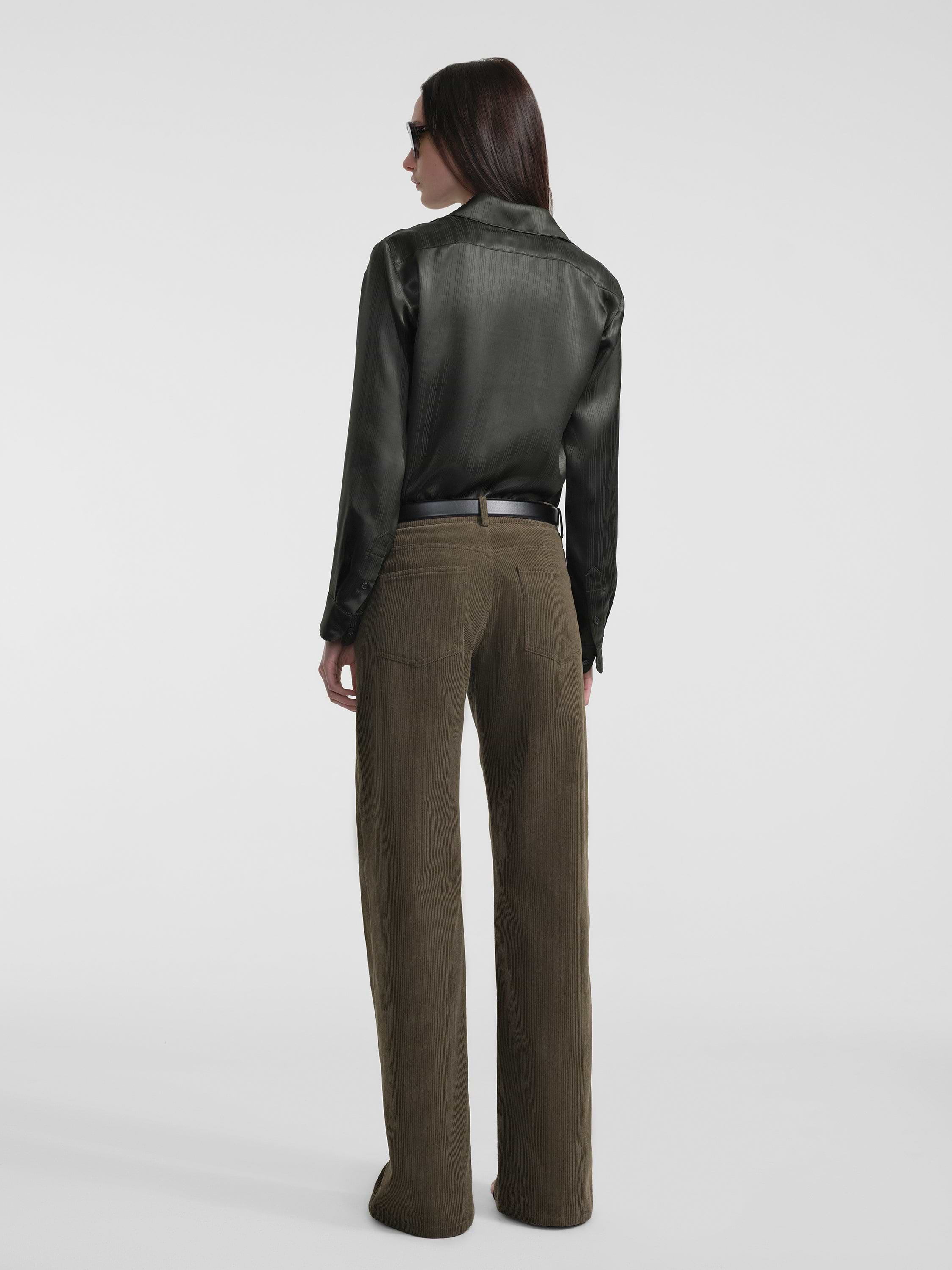 AFLALO Faun Shirt in Silk – Forest - Model Back