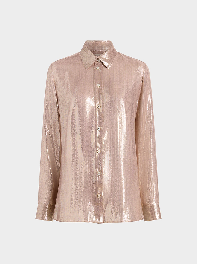 AFLALO Faun Shirt in Silk – Rose Quartz - Ghost Front