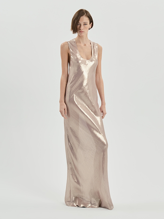 AFLALO Ismara Dress in Silk – Quartz - Model Front