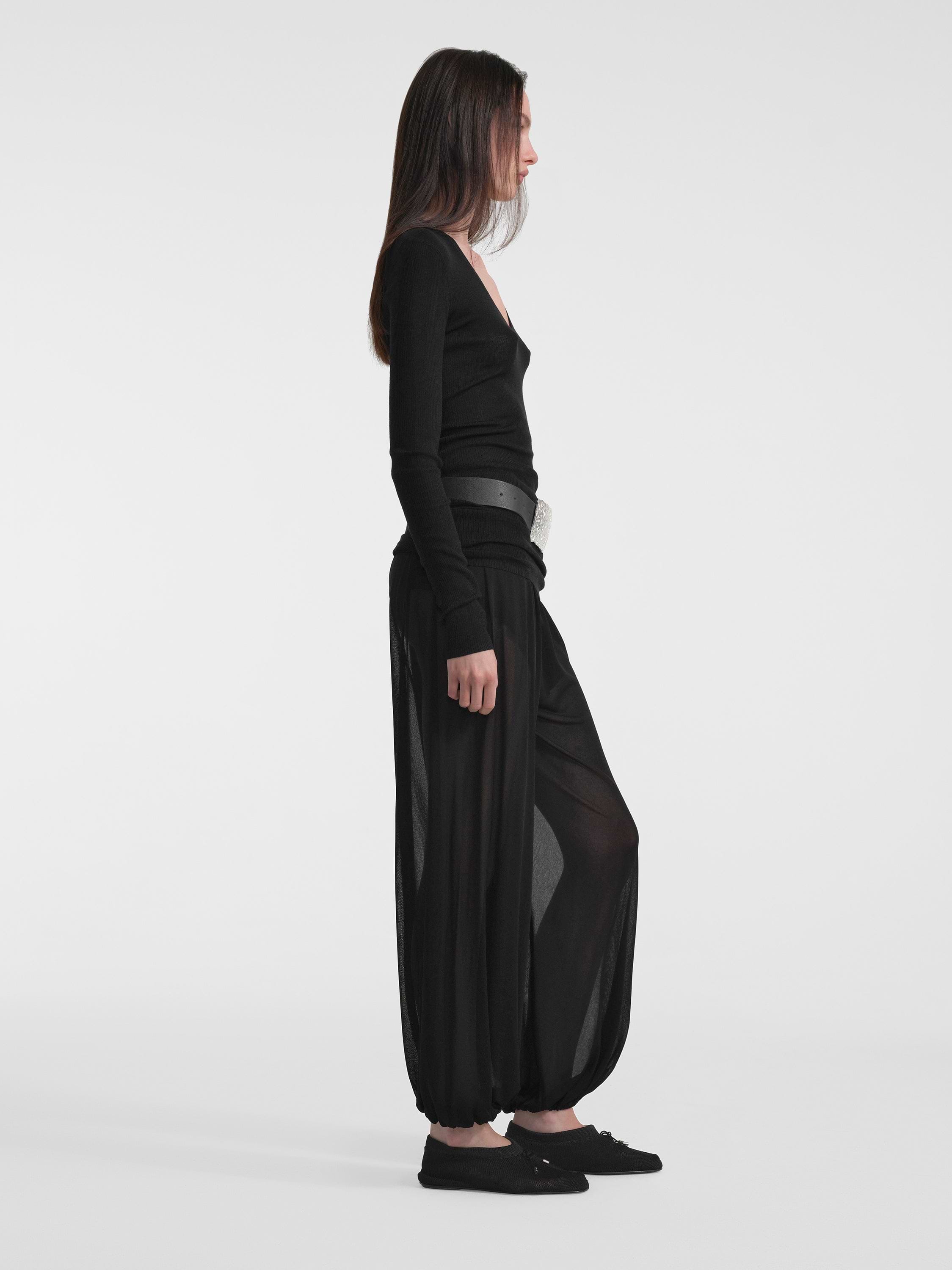 AFLALO Lolana Pant in Viscose – Black - Model Side