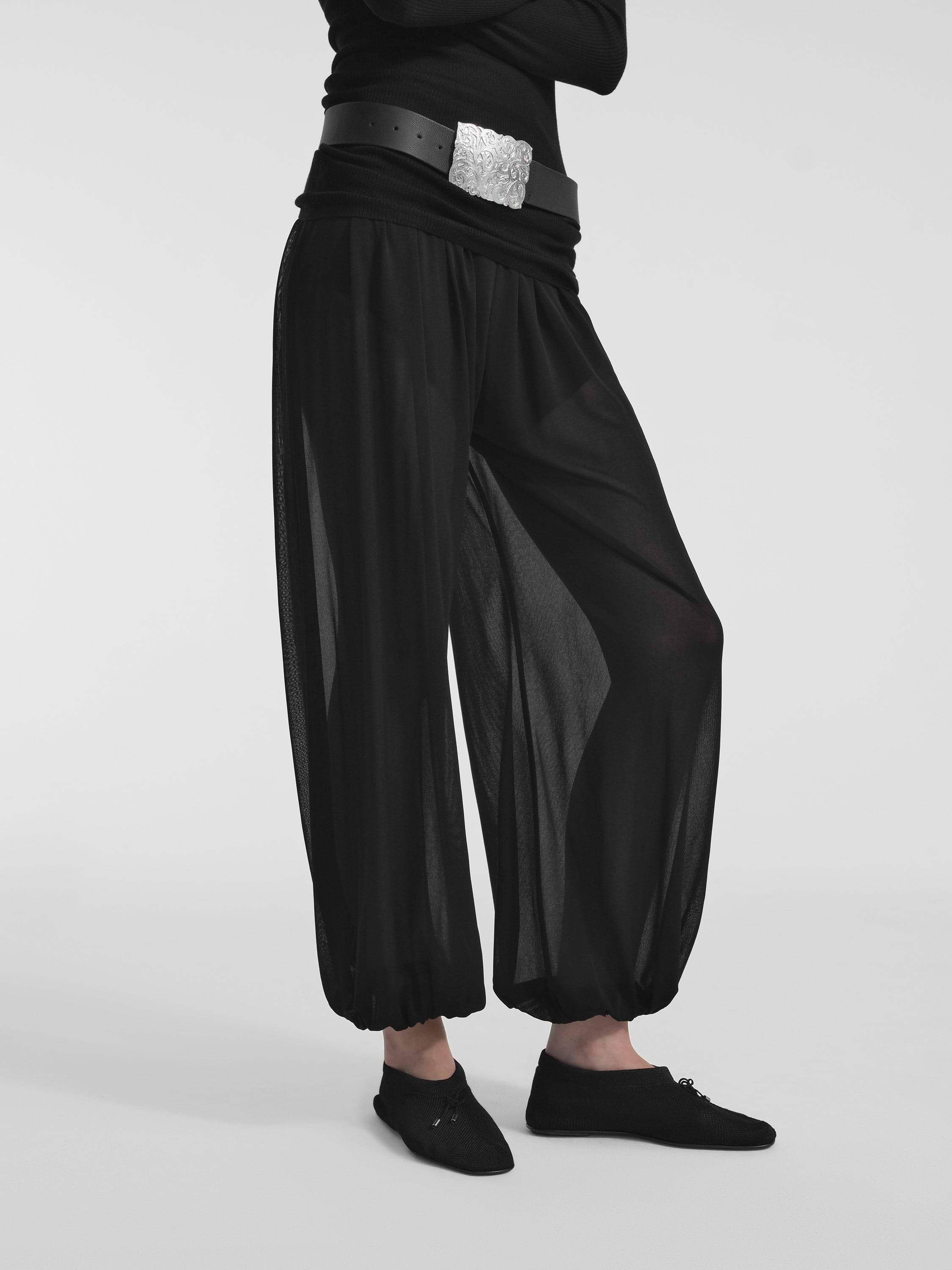 AFLALO Lolana Pant in Viscose – Black - Model Front Detail