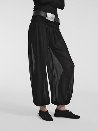 AFLALO Lolana Pant in Viscose – Black - Model Front Detail