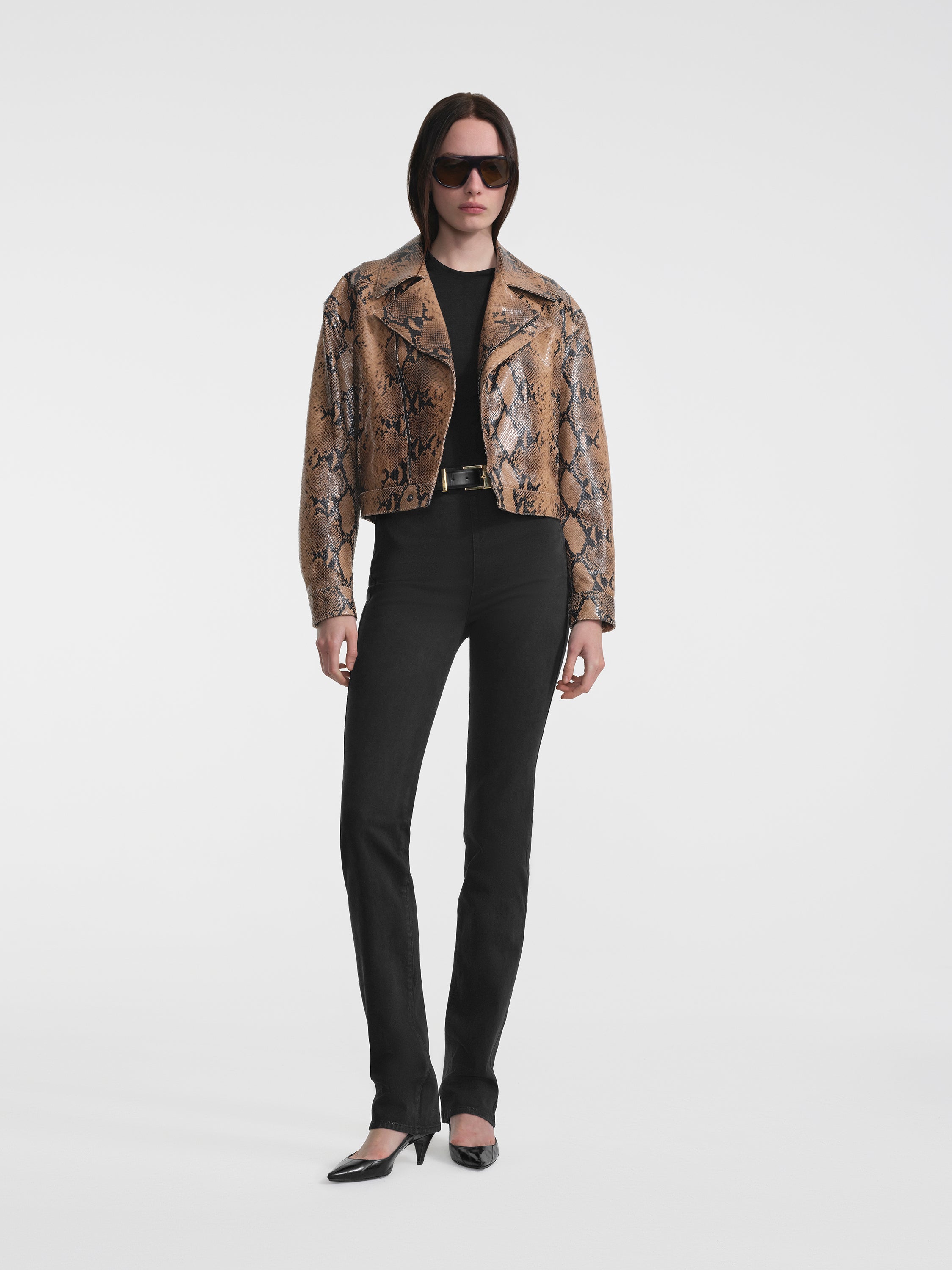 AFLALO Sagan Jean in Stretch Denim – Pure Onyx - Model Front