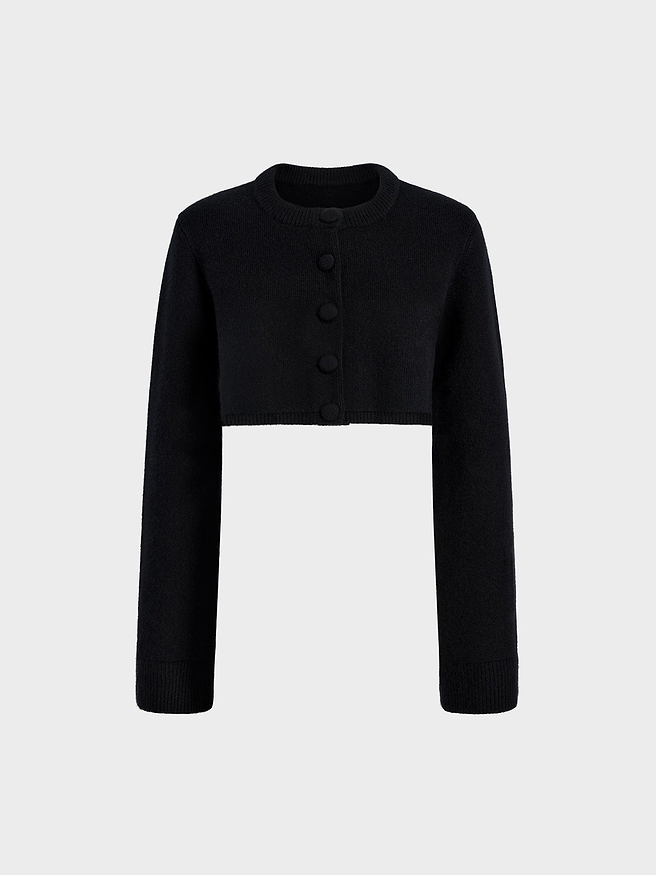 AFLALO Ondyn Cardigan in Cashmere – Black - Ghost Front