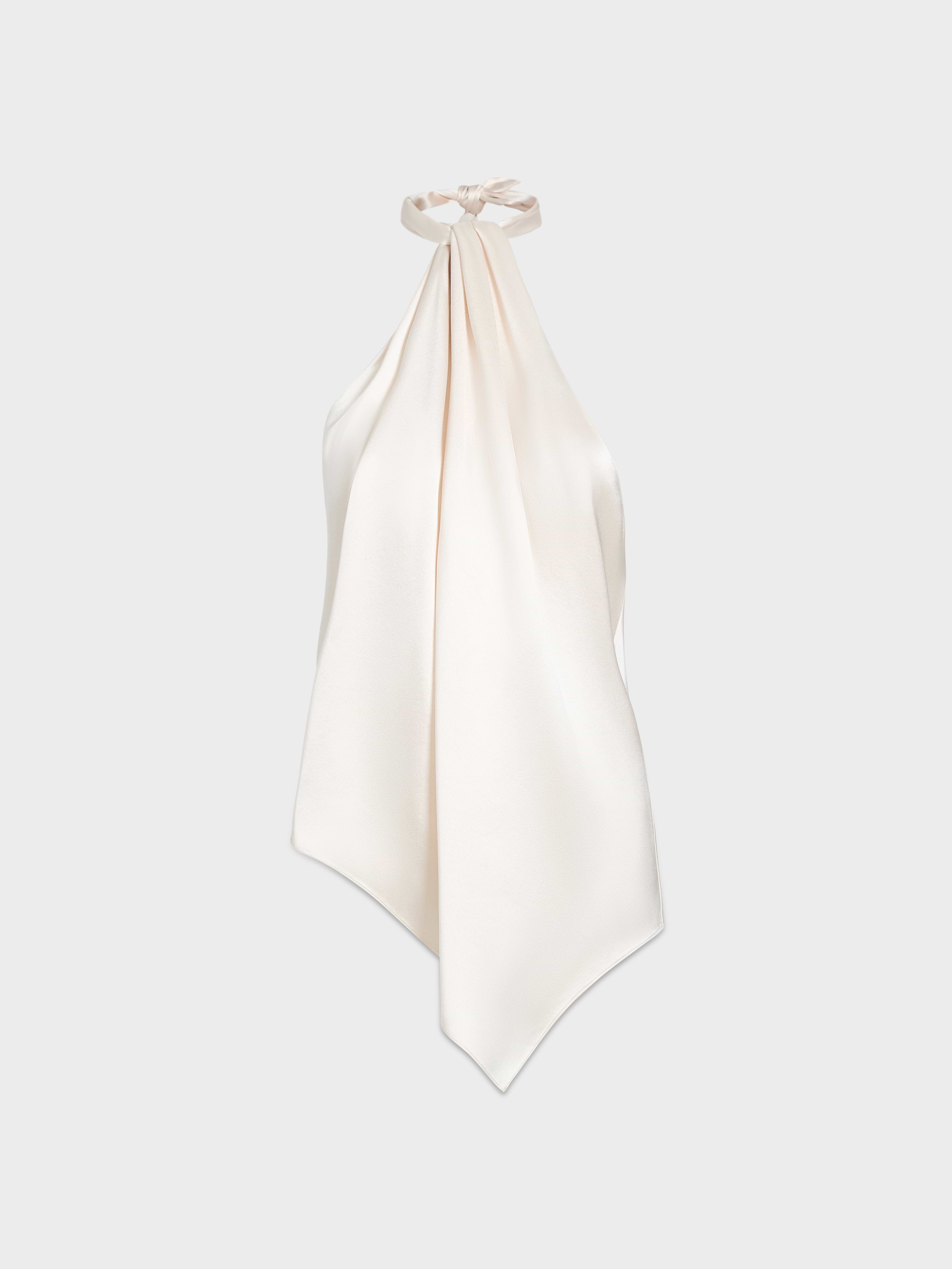 AFLALO Safira Top in Silk – Ivory - Ghost Front