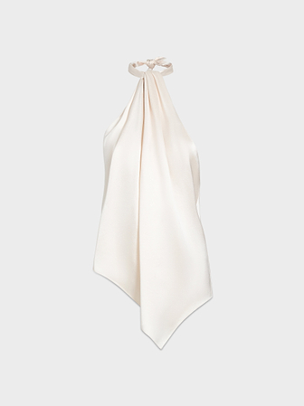 AFLALO Safira Top in Silk – Ivory - Ghost Front