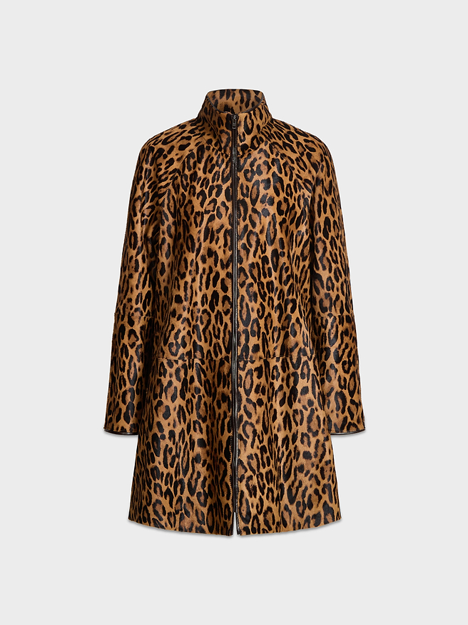 AFLALO Vanta Jacket in Ponyhair – Leopard - Ghost Front
