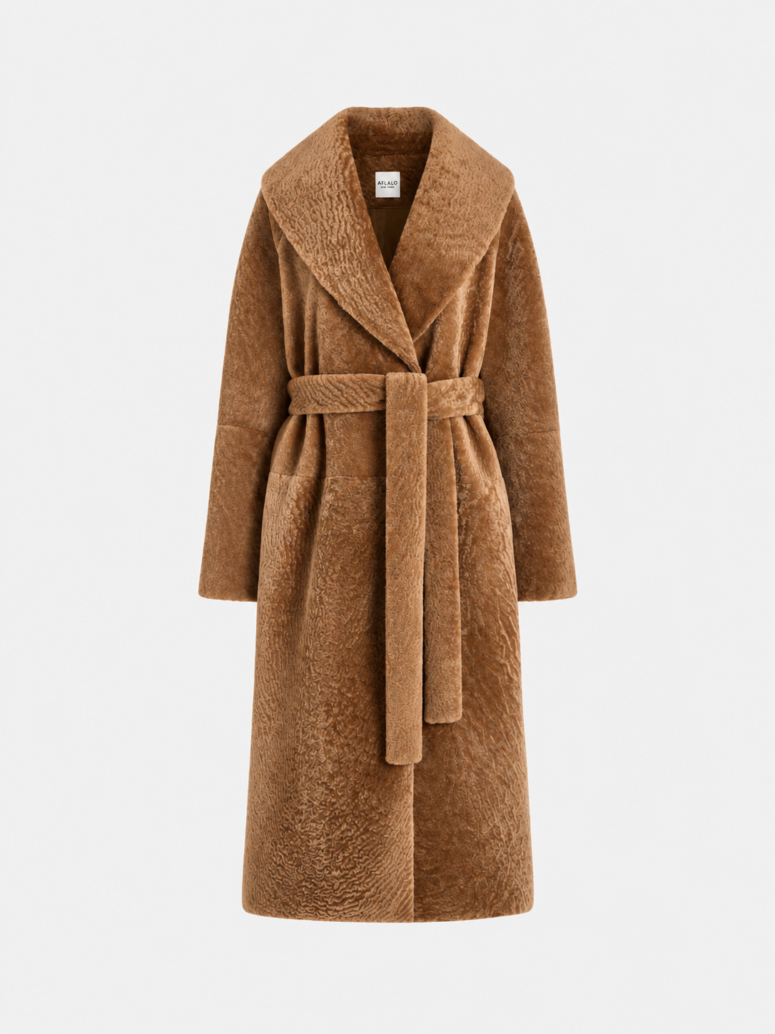AFLALO Calidez Coat in Shearling, Honey, front view