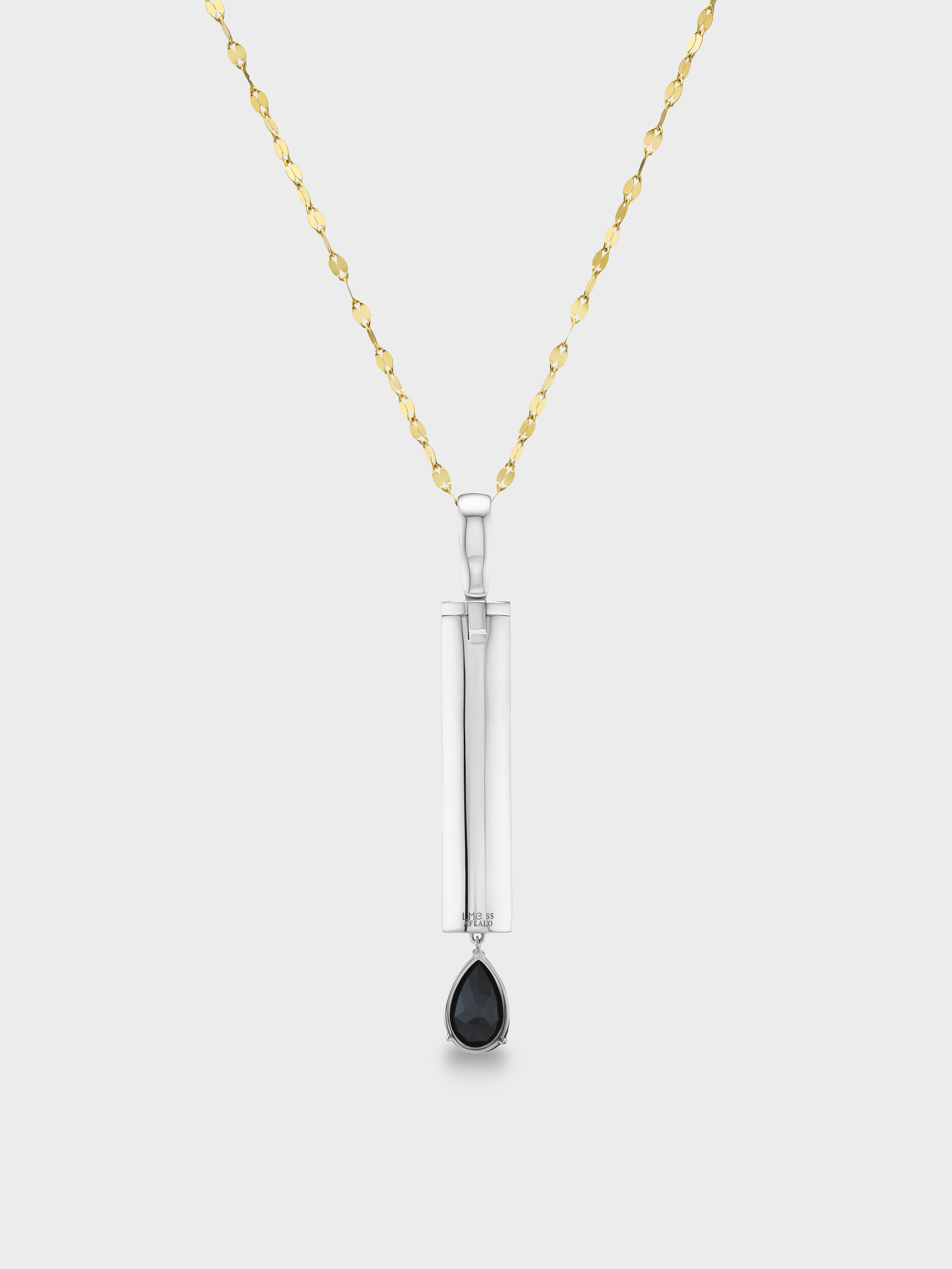 AFLALO Mini Mom Necklace in Silver, Opal and Onyx, front view