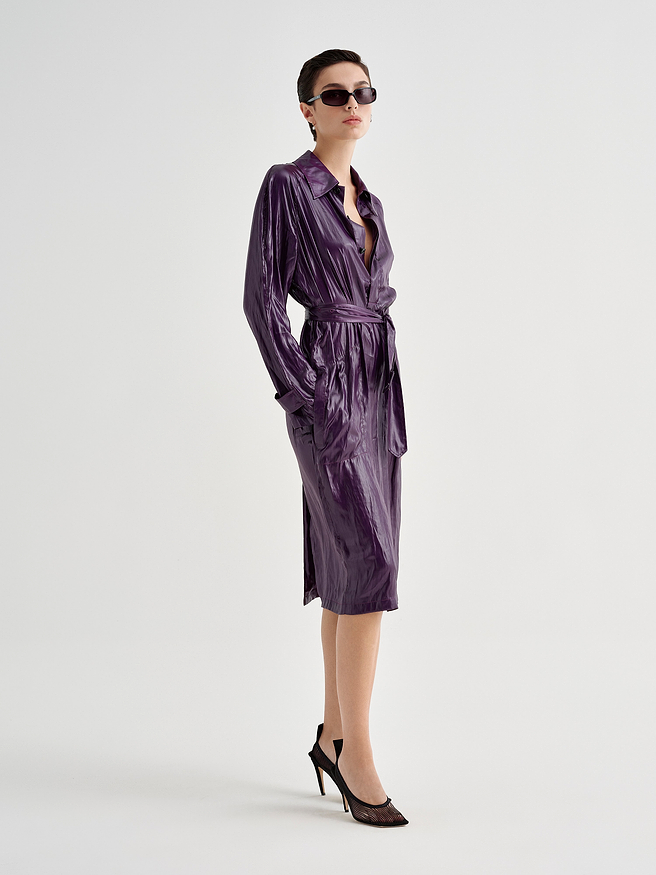 AFLALO Nicolette Dress in Balloon, Iris, side view on model