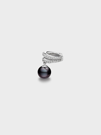 AFLALO Tahitian Pavé Ear Cuff in White Gold, close-up