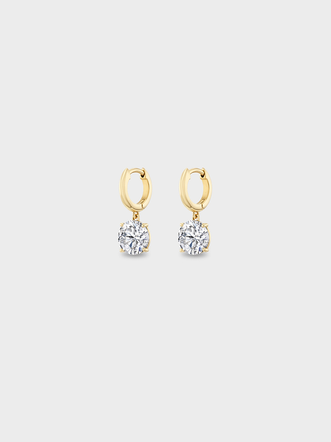 Orbit Solitaire Huggie Earrings in Gold
