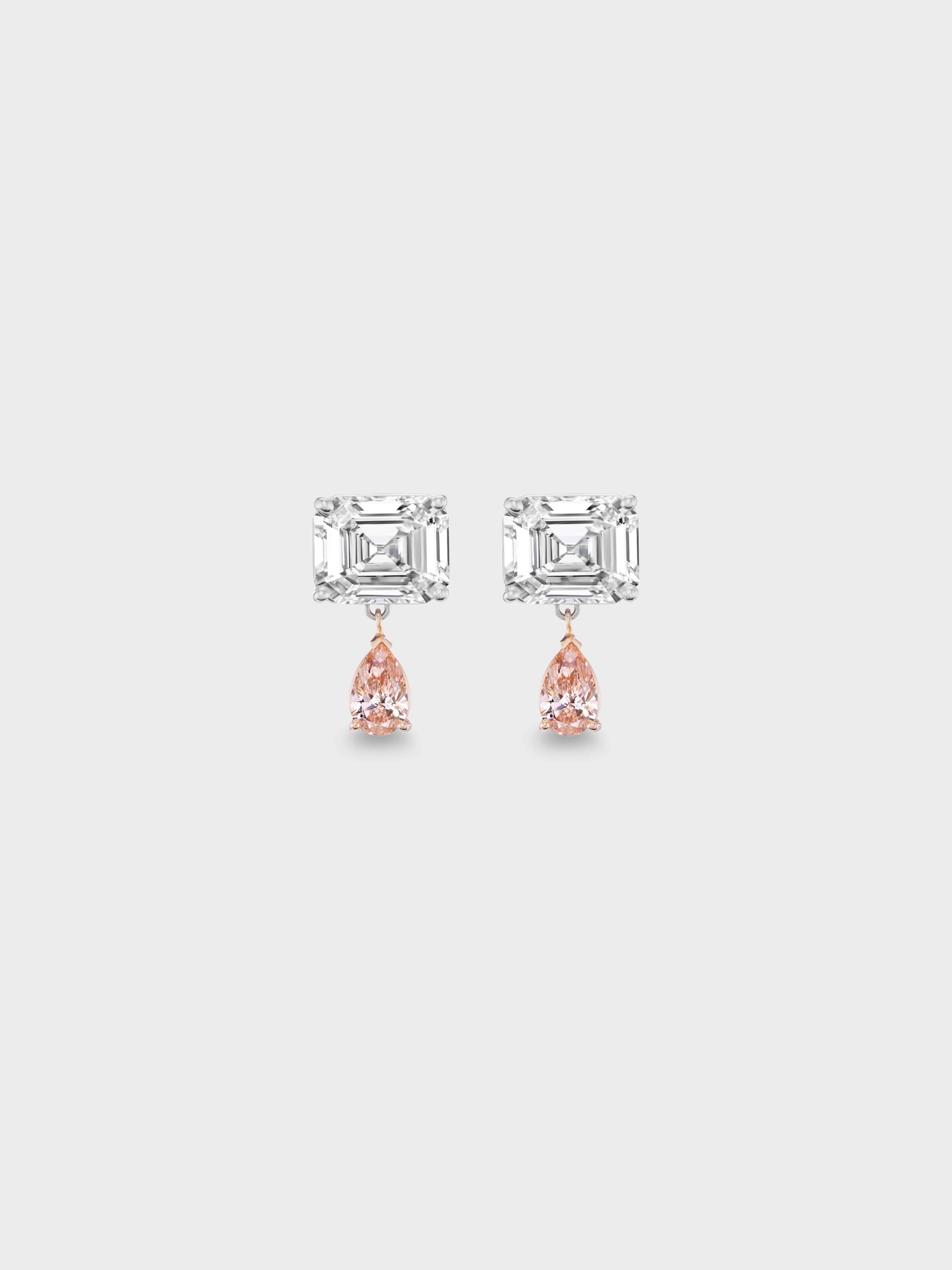 Tennis Drop Earrings in Mixed Gold
