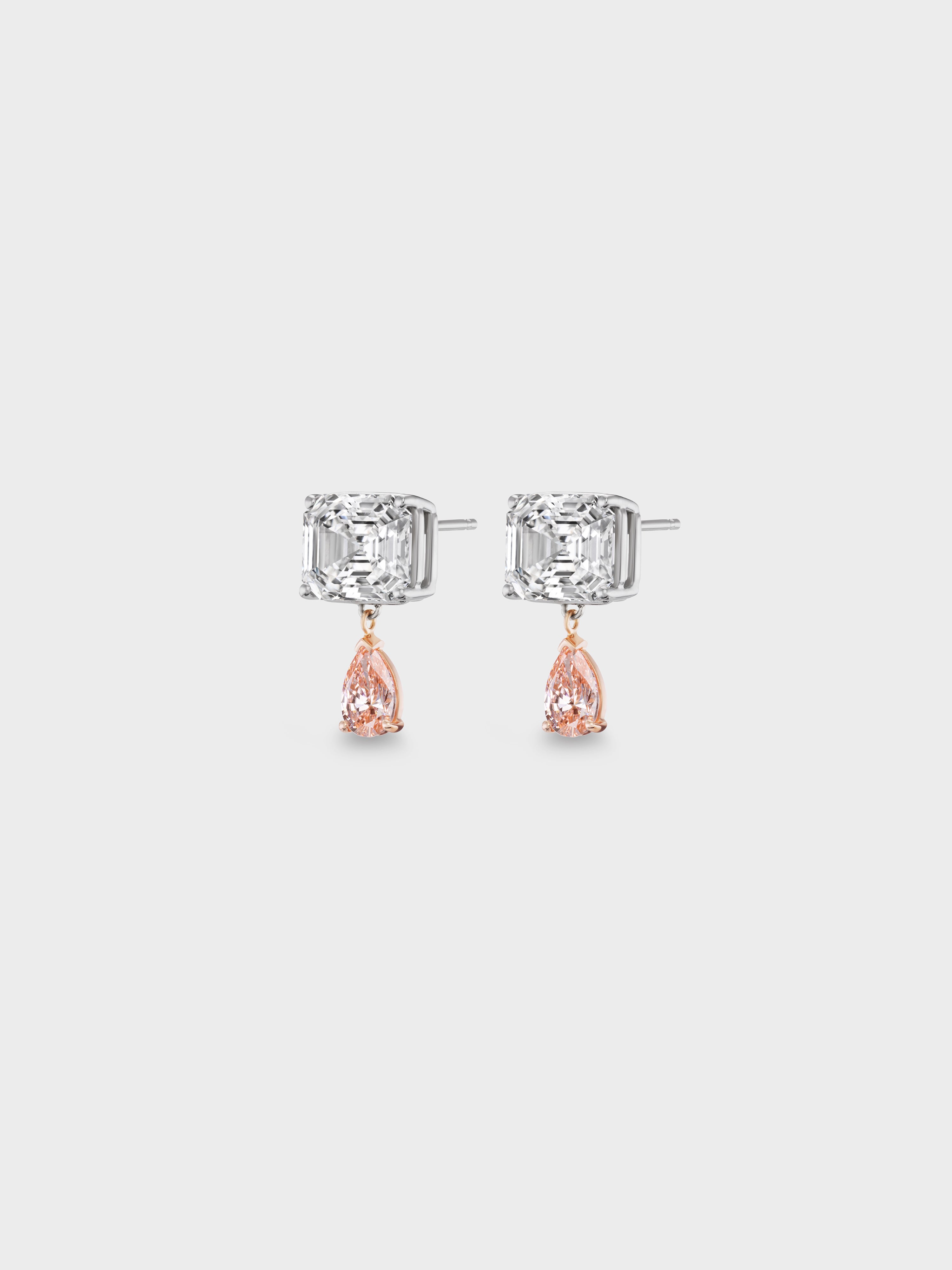 Tennis Drop Earrings in Mixed Gold
