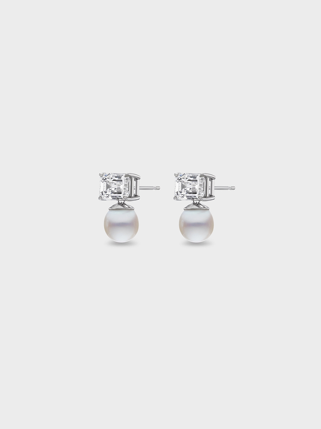 Priestess Tennis Drop Earrings in White Gold
