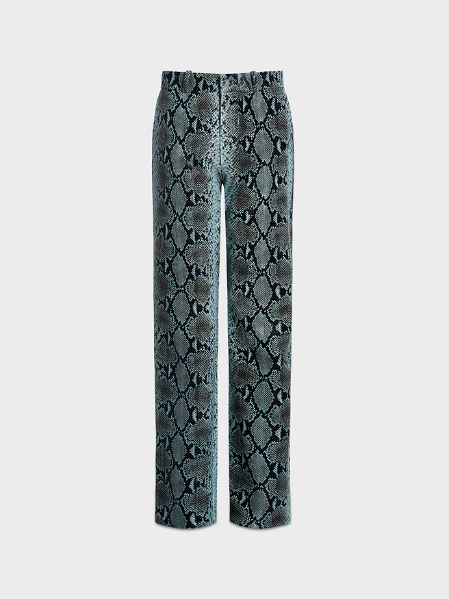 AFLALO Lazare Trouser in Python Embossed Leather – Racer - Ghost Front