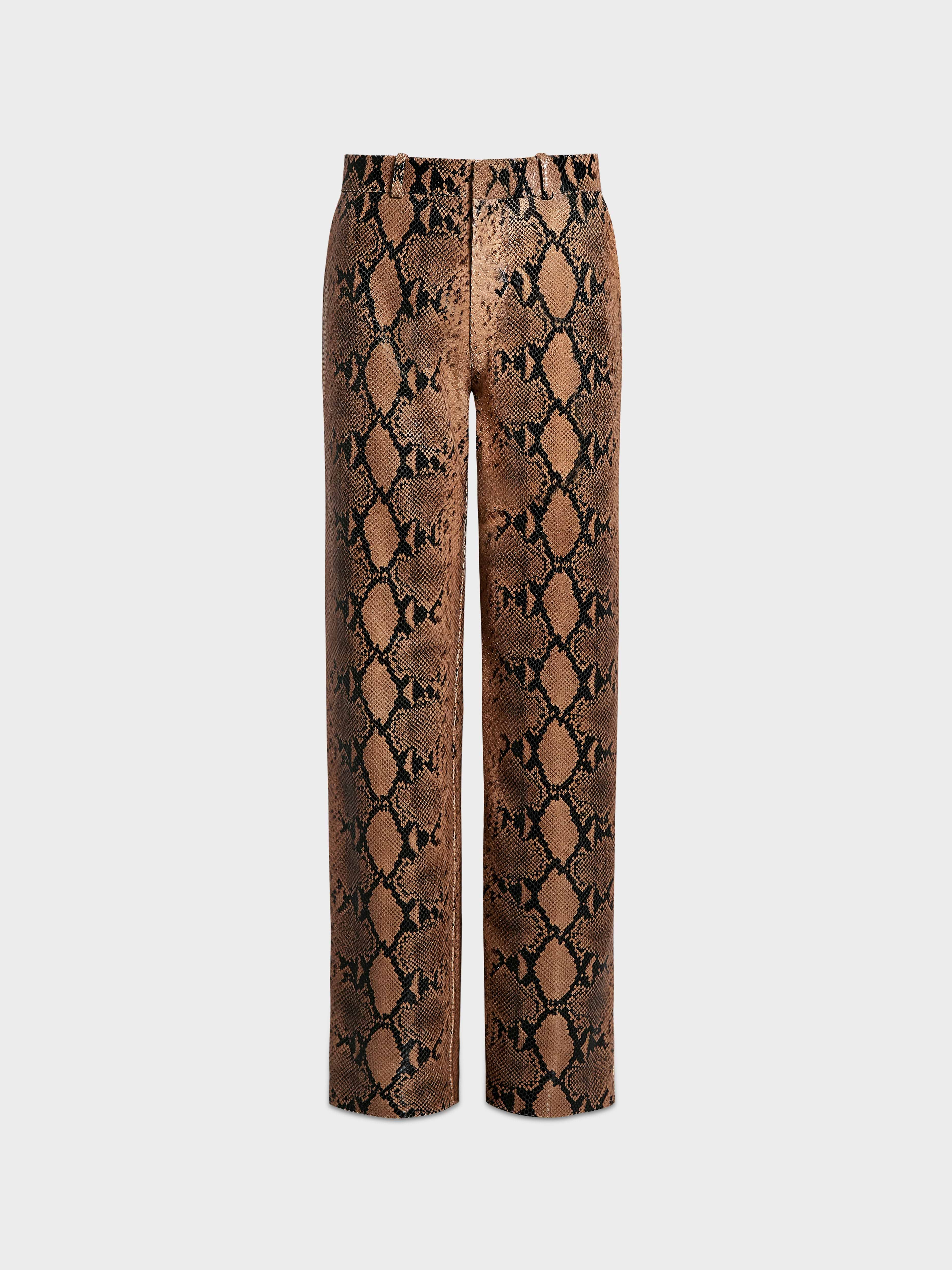 AFLALO Lazare Trouser in Python Embossed Leather – Copperhead - Ghost Front
