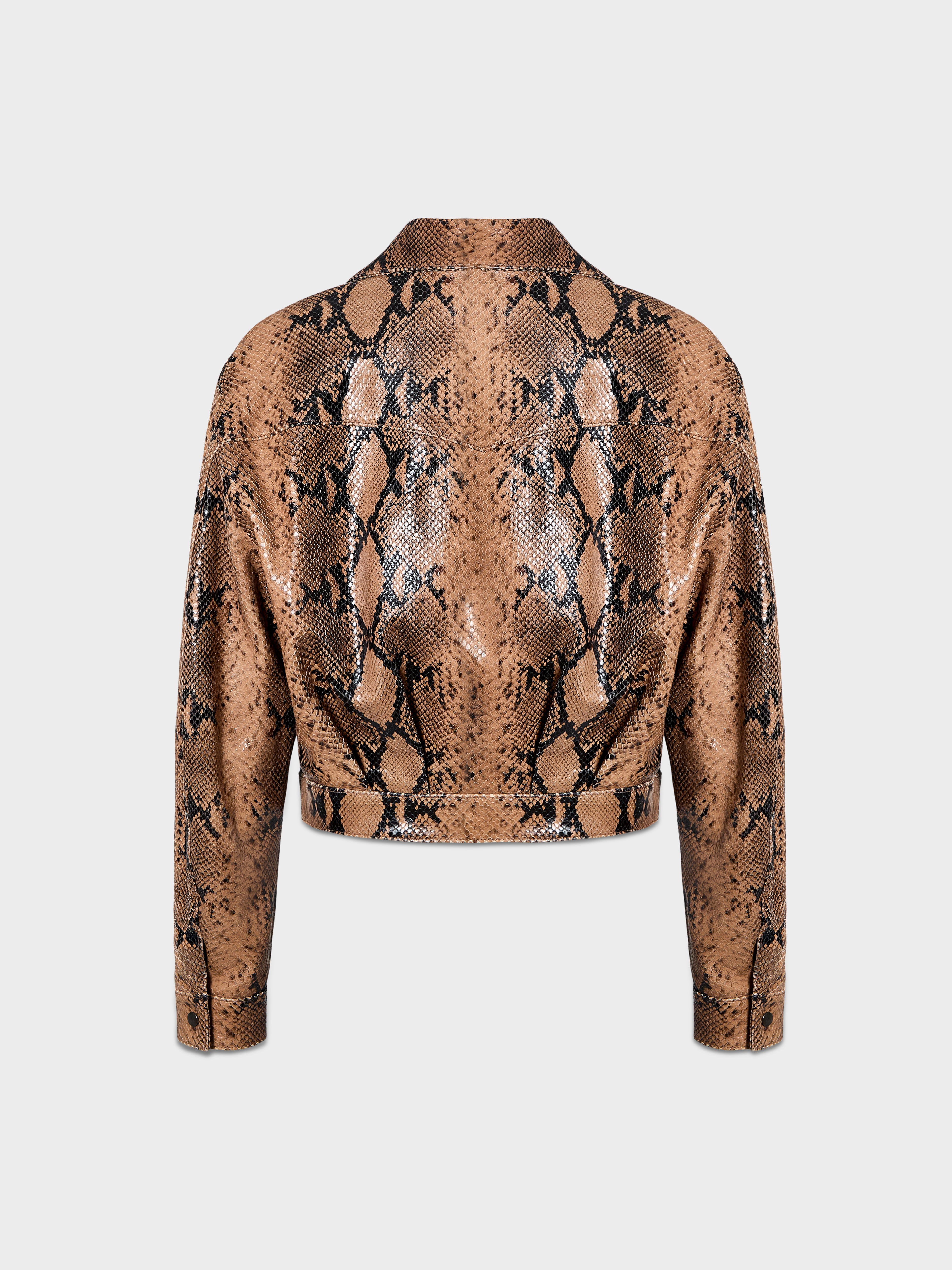 AFLALO Mentra Jacket in Python Embossed Leather – Copperhead - Ghost Back