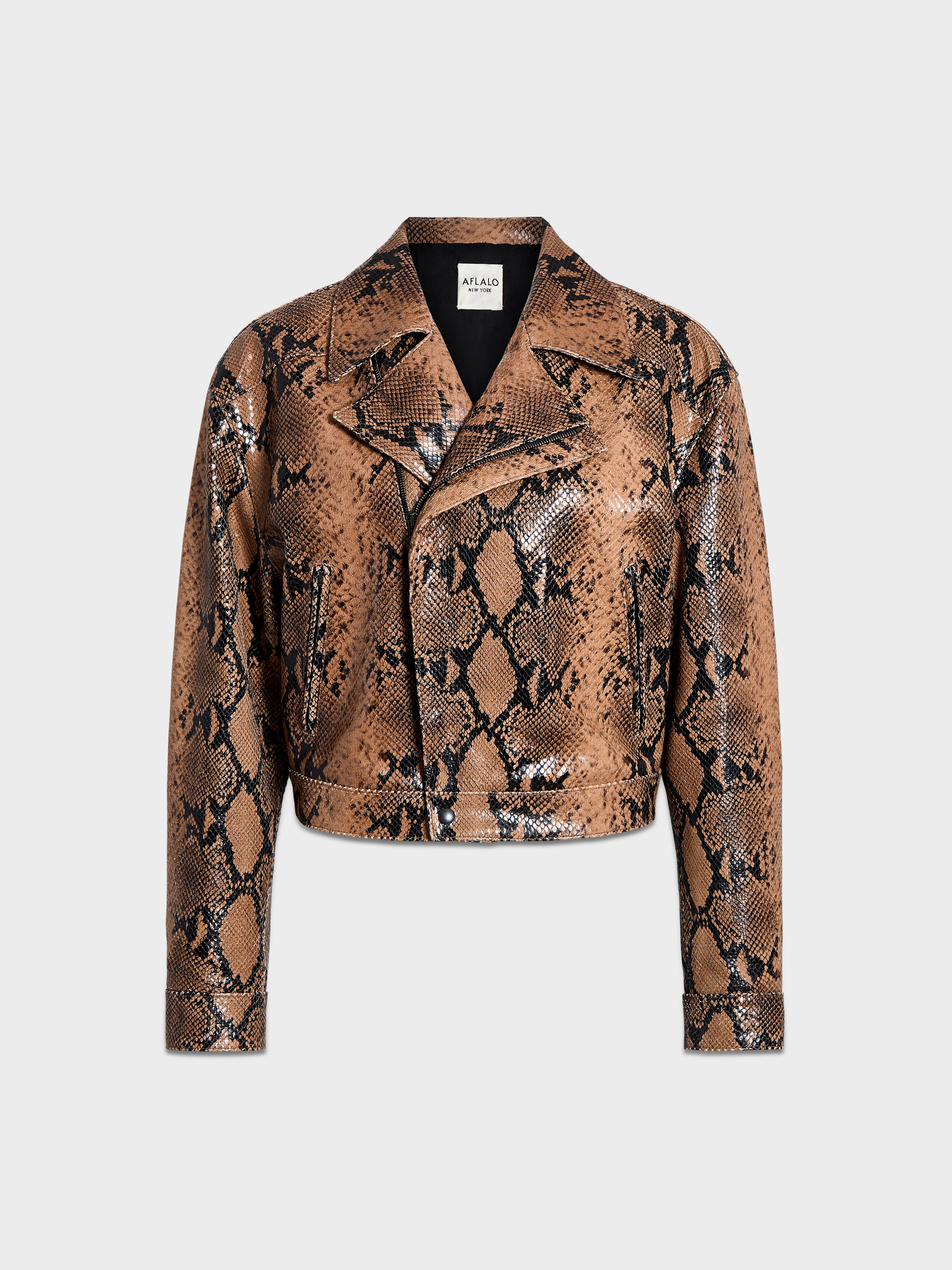 AFLALO Mentra Jacket in Python Embossed Leather – Copperhead - Ghost Front