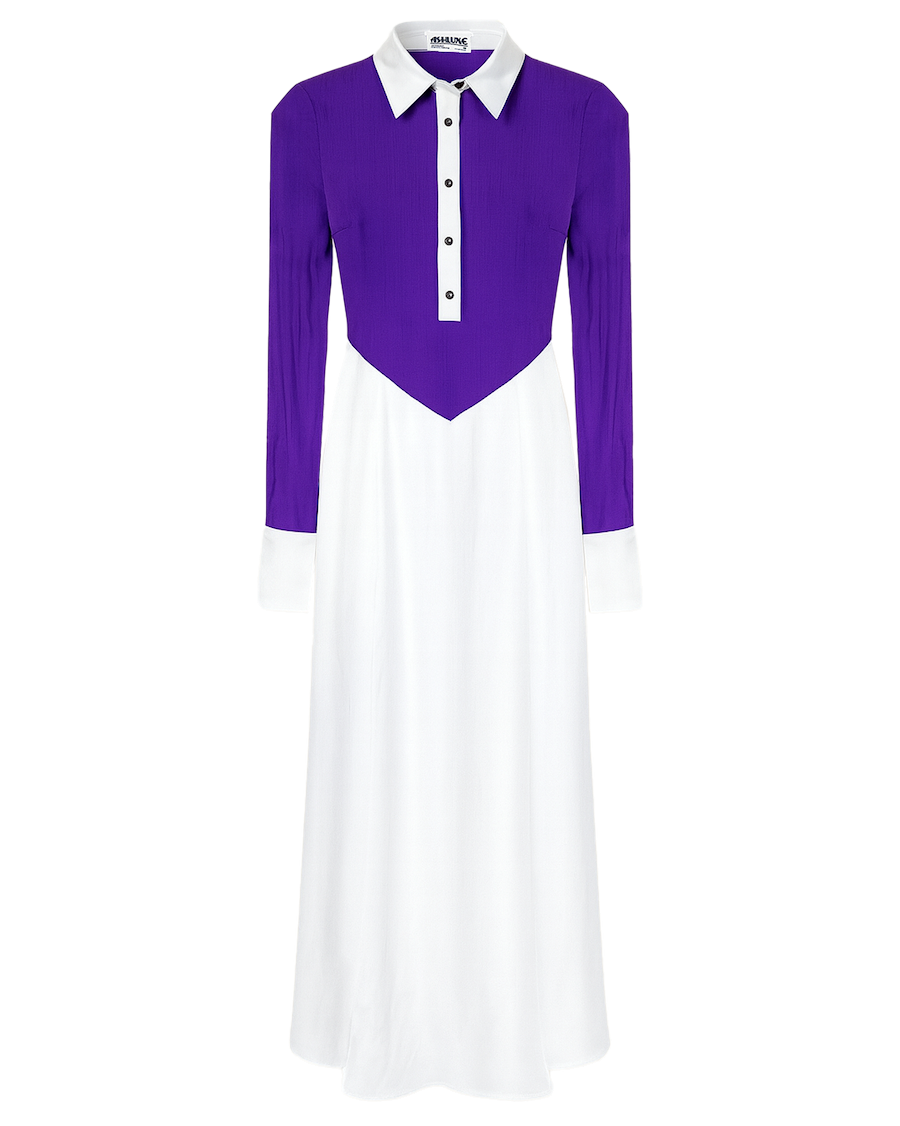 Ashluxe Maxi Long Dress Purple/White
