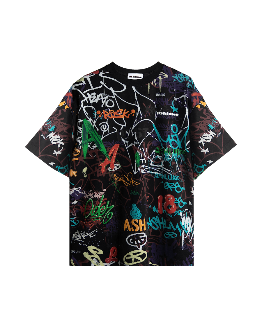 Ashluxe Wall Graffiti T-Shirt Black