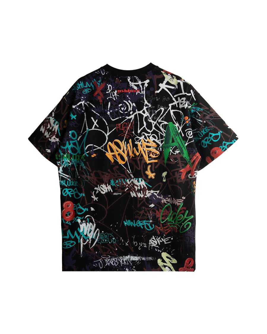 Ashluxe Wall Graffiti T-Shirt Black