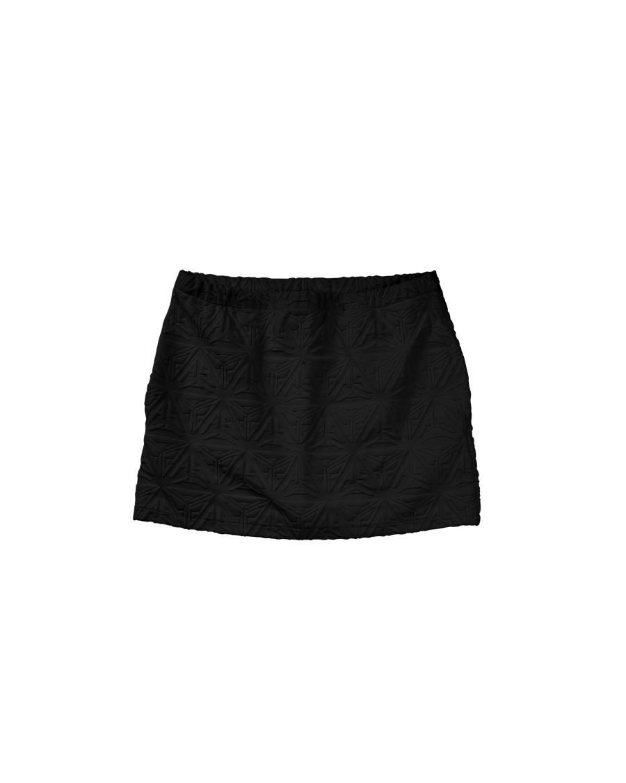 Monogram Plush A Line Mini Skirt Black