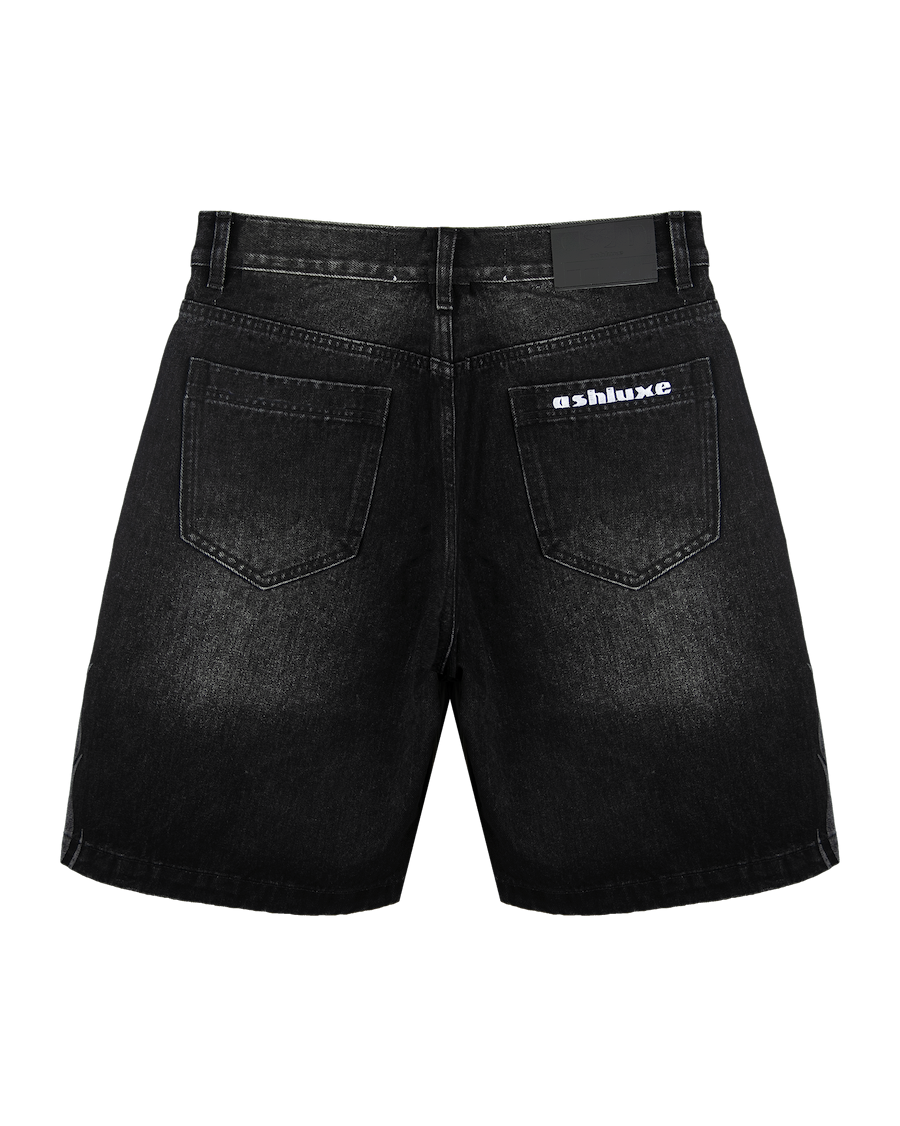 Ashluxe  Flame Denim Shorts Black White