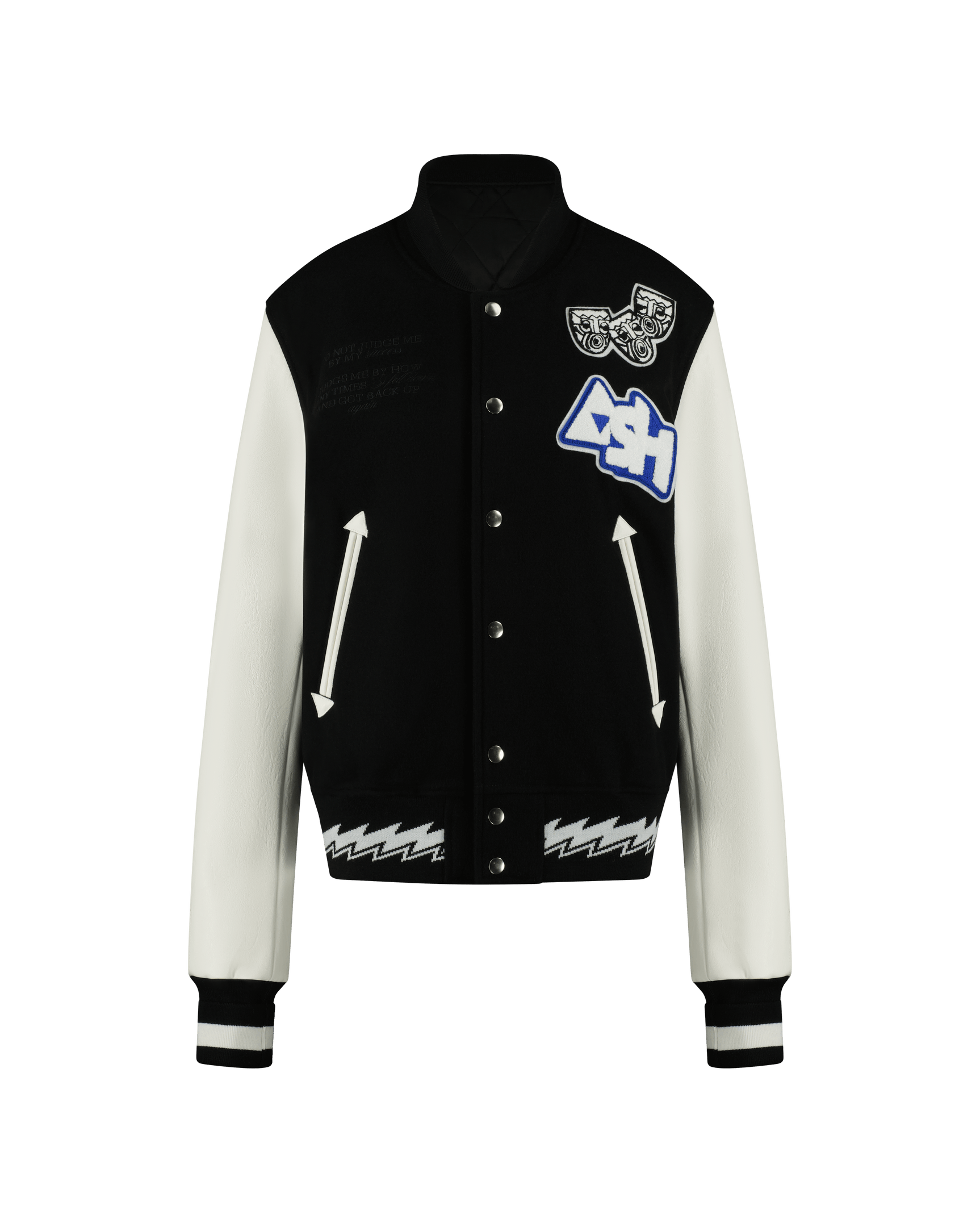 Ashluxe Mens Varsity Jacket Black White