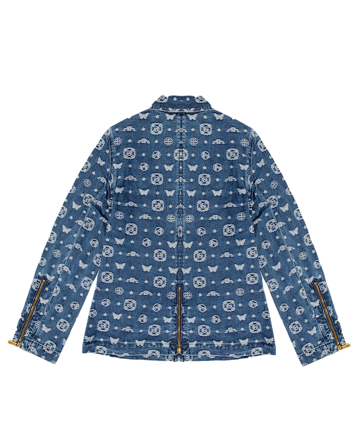 Ashluxe Paradise Pattern Female Denim Jacket Blue