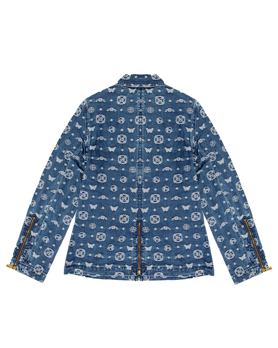 Ashluxe Paradise Pattern Female Denim Jacket Blue