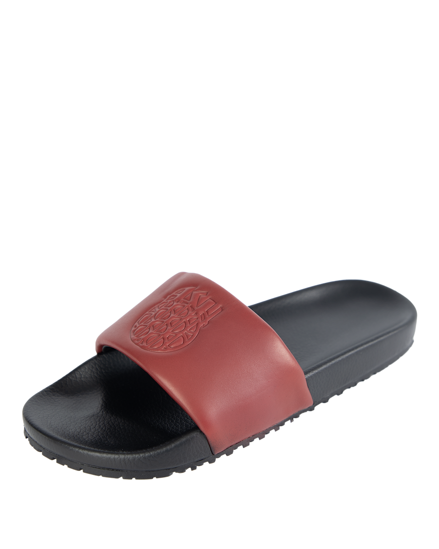 Ashluxe Emblem Leather Slides Red