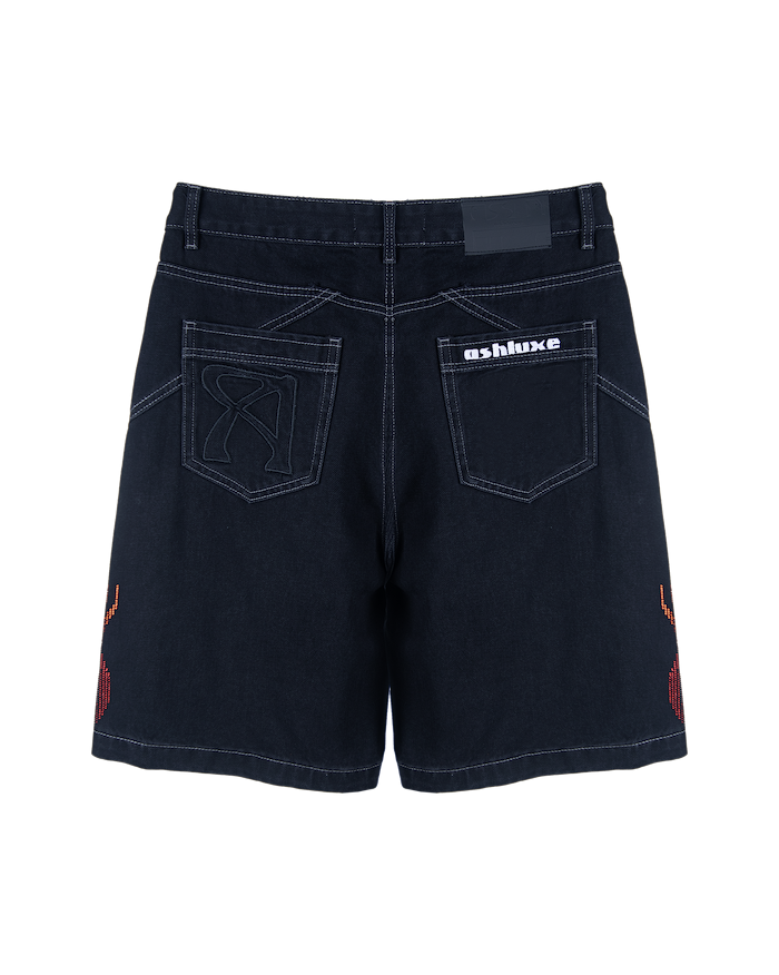 Ashluxe Flame Denim Shorts Black