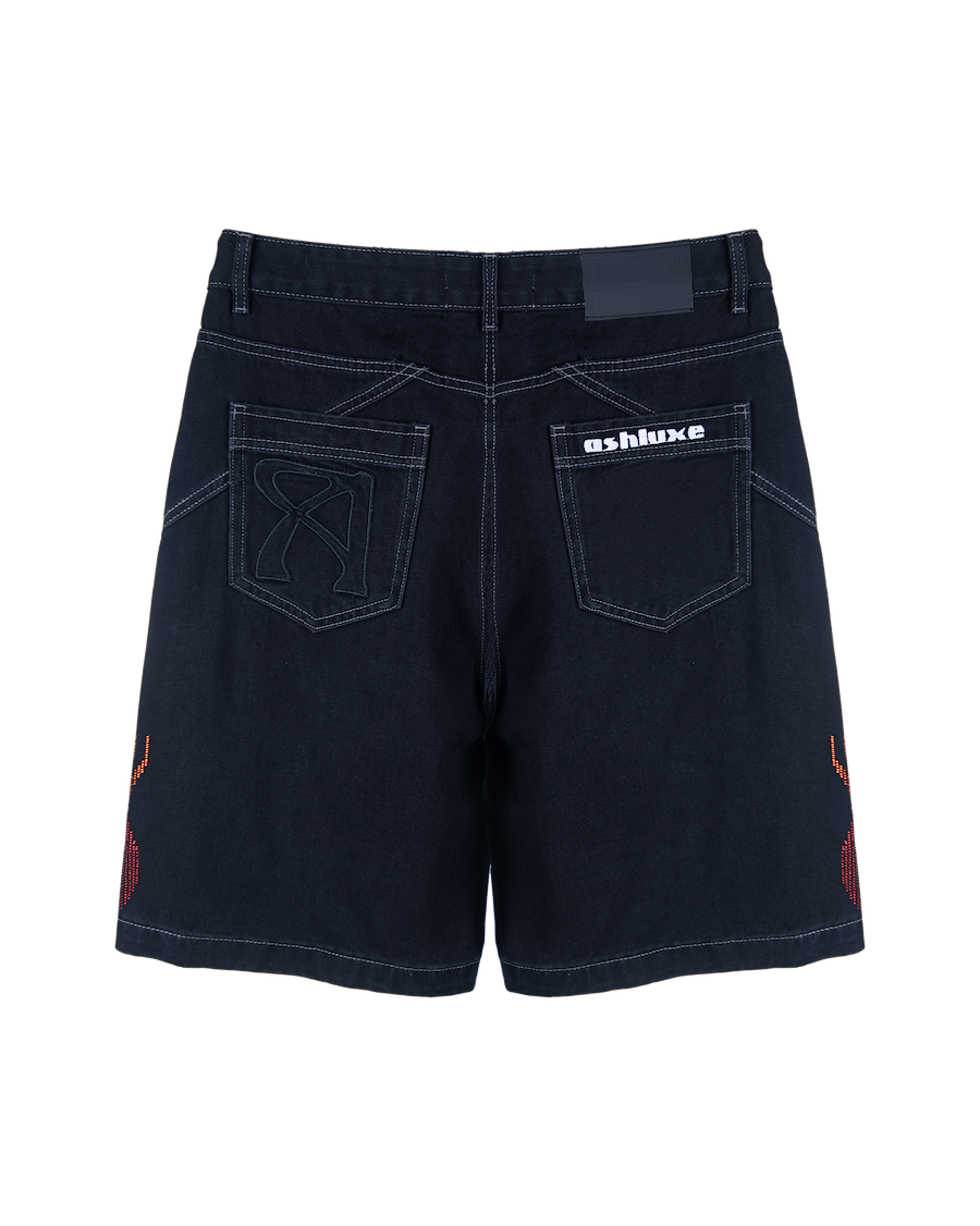 Ashluxe Flame Denim Shorts Black