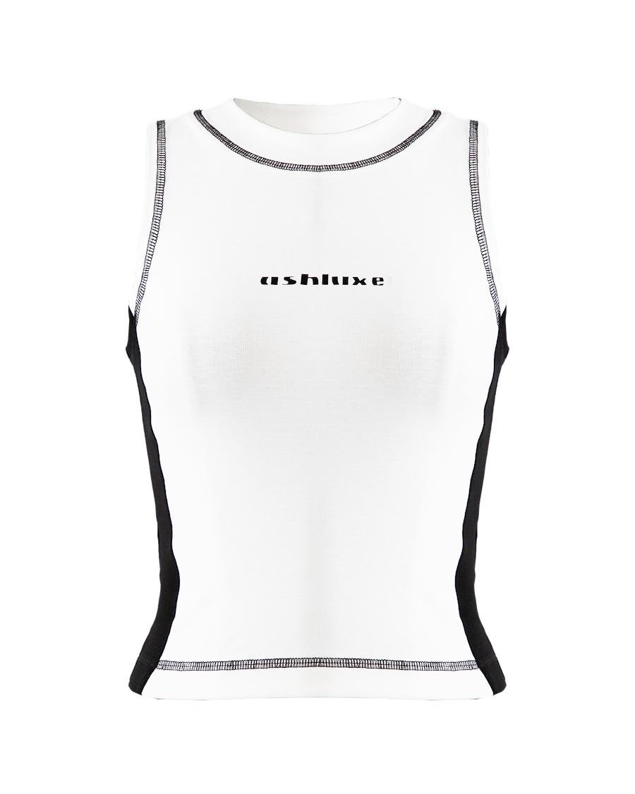 Ashluxe Threaded Tank Top White Black