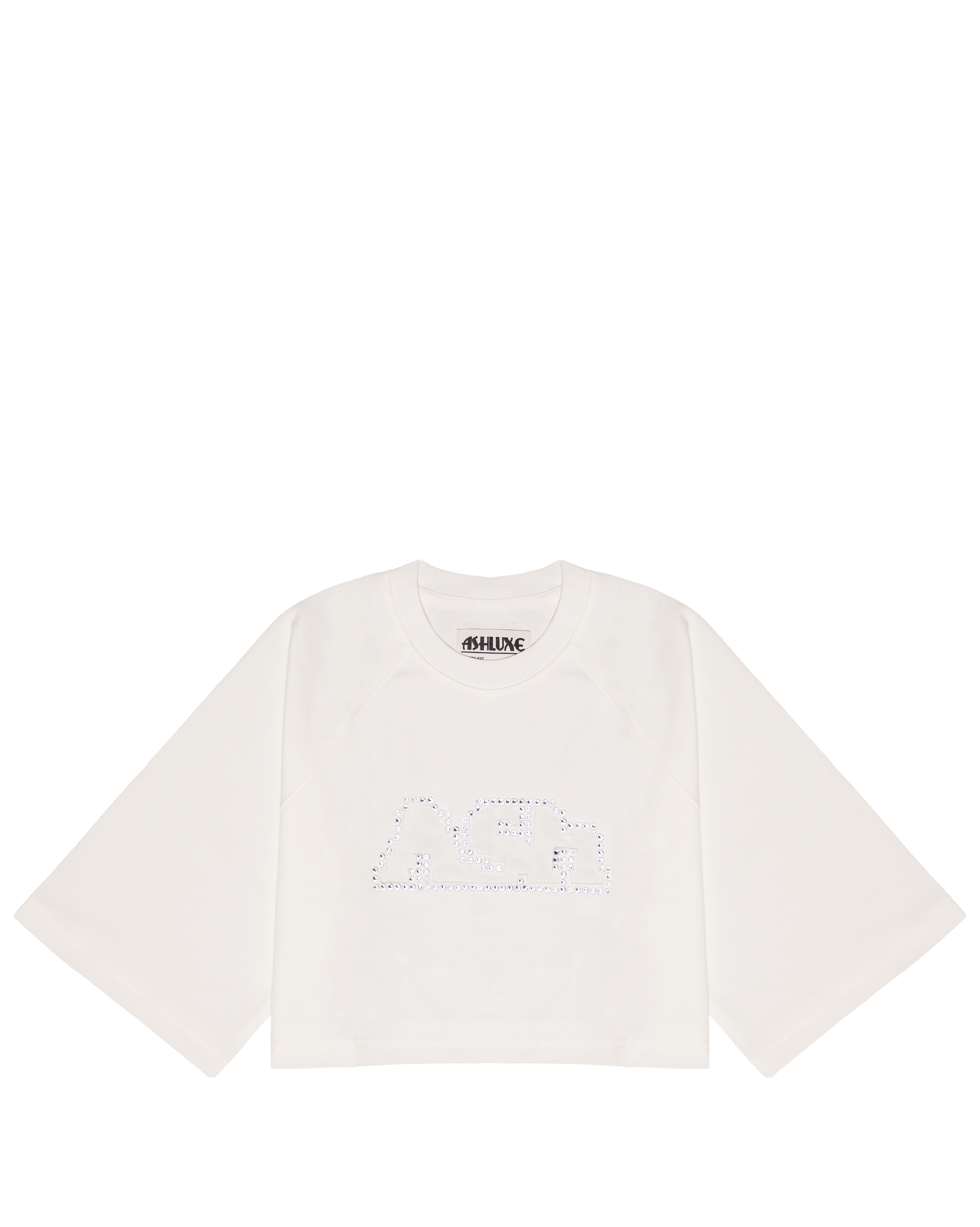 Ashluxe Bling Crop Tee White