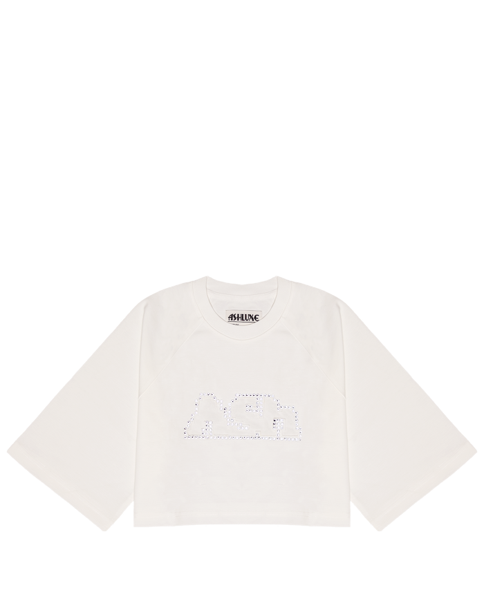 Ashluxe Bling Crop Tee White