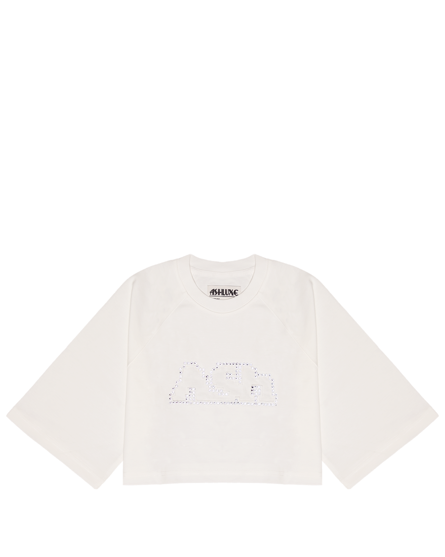 Ashluxe Bling Crop Tee White