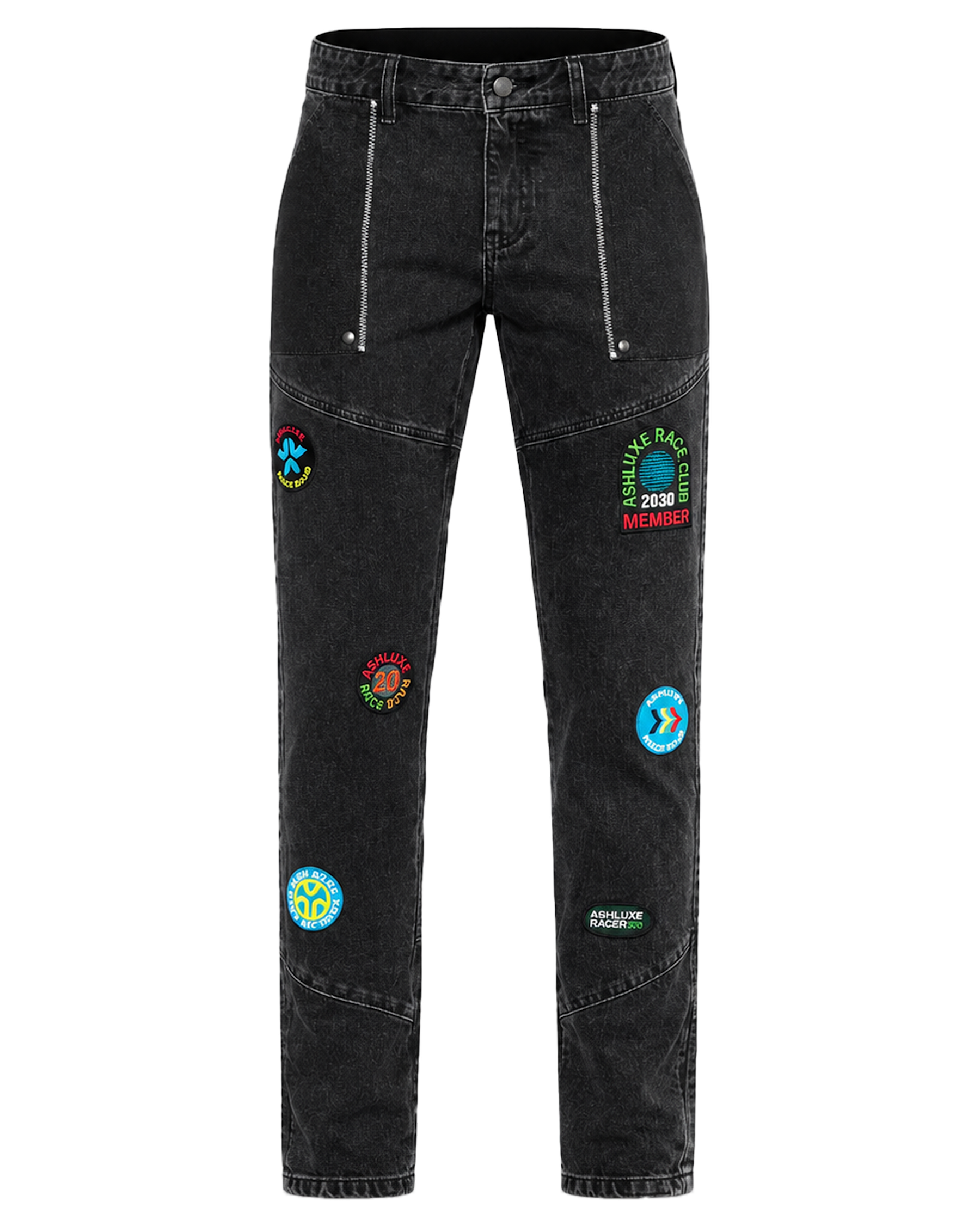 Ashluxe Race Club Denim Pant  Black