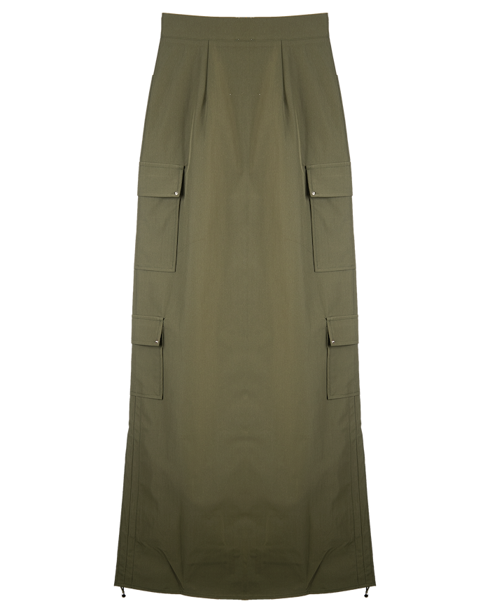 Ashluxe Cargo Maxi Skirt Olive