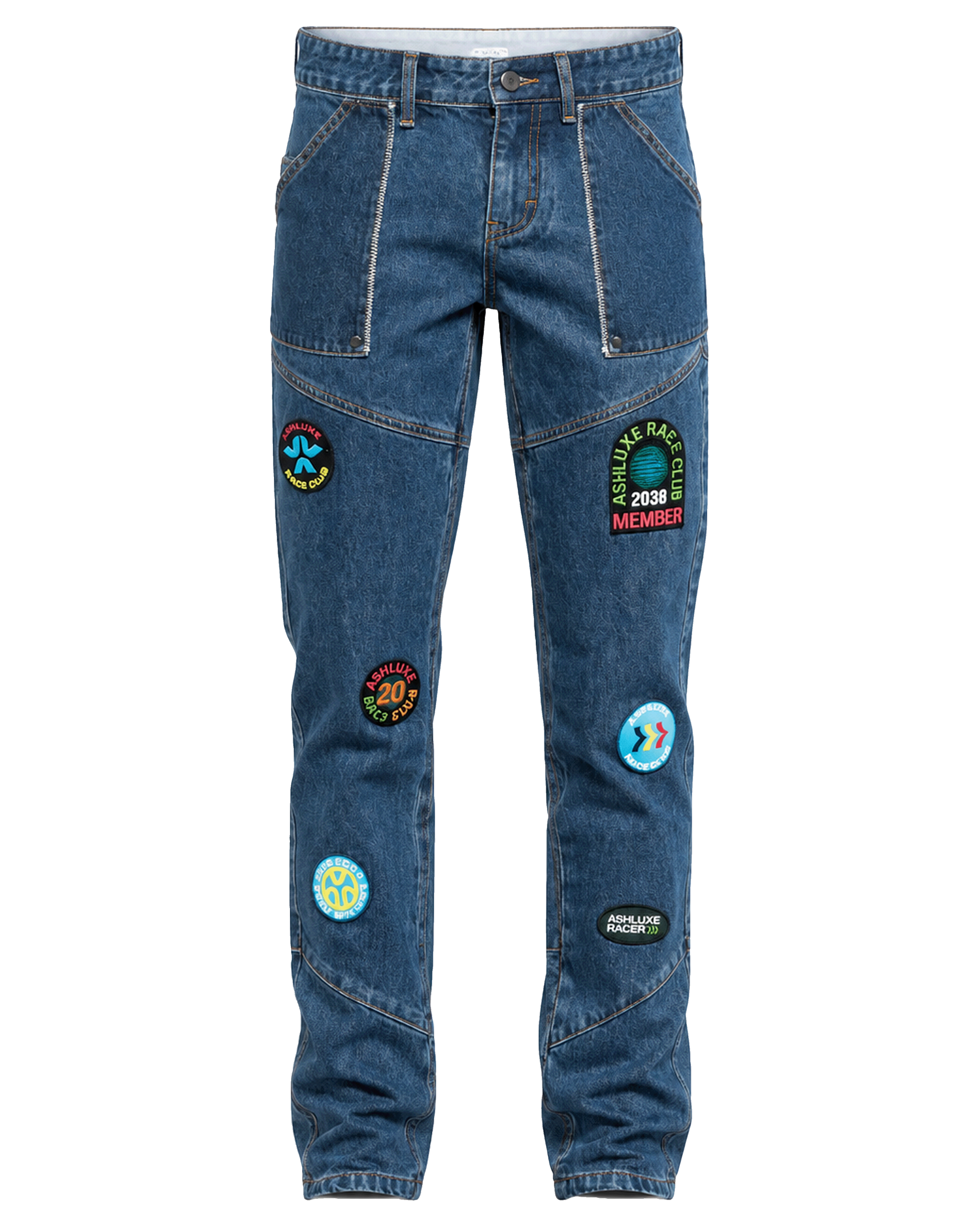 Ashluxe Race Club Denim Pant  Blue