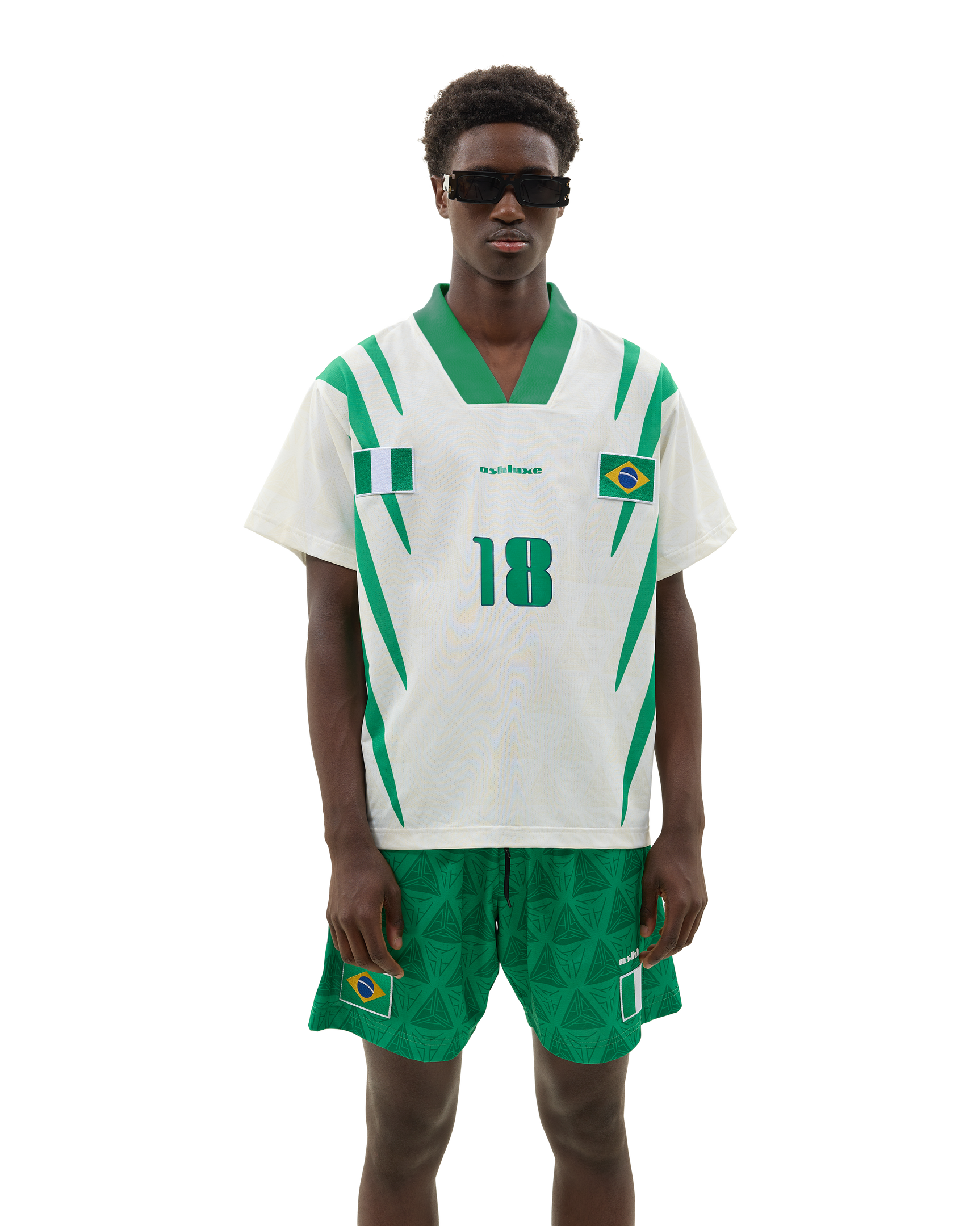 Nigeria X Brazil Football Shorts Green
