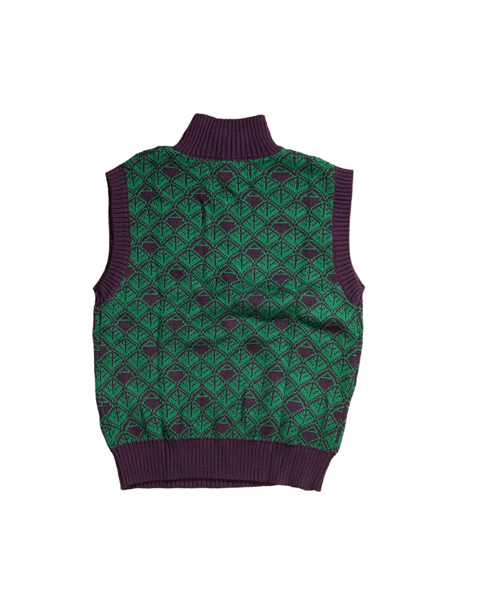Ashluxe  Zip Monogram Knitted vest Purple Green