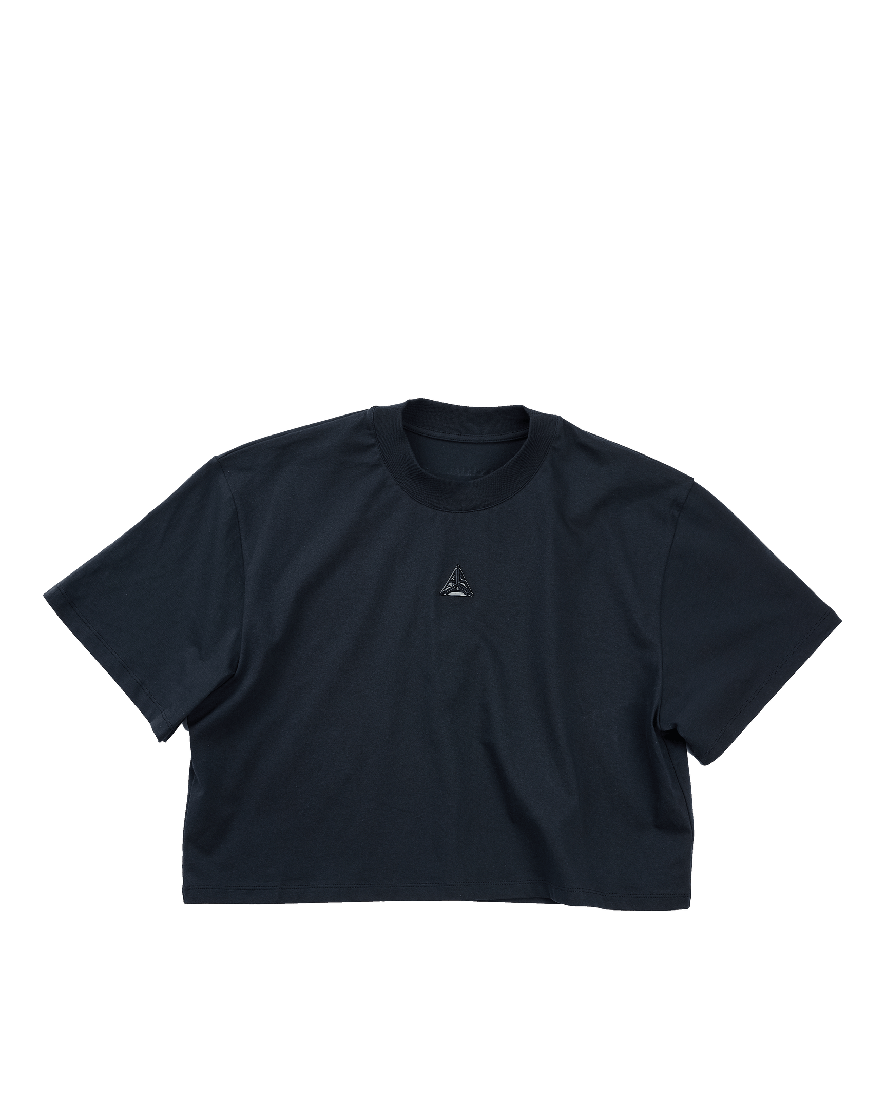 Metallic Logo Cropped T-shirt Black