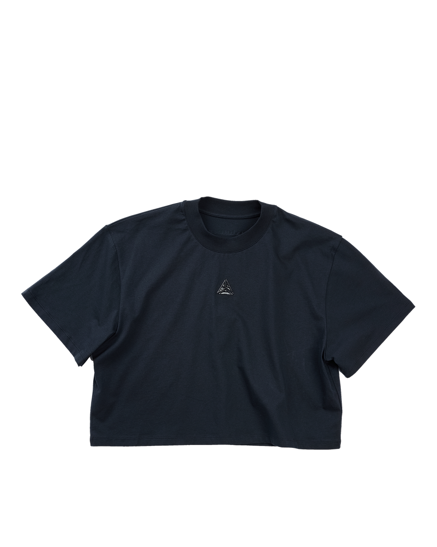 Metallic Logo Cropped T-shirt Black