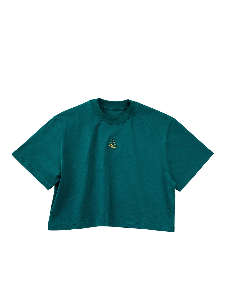 Metallic Logo Cropped T-Shirt Green